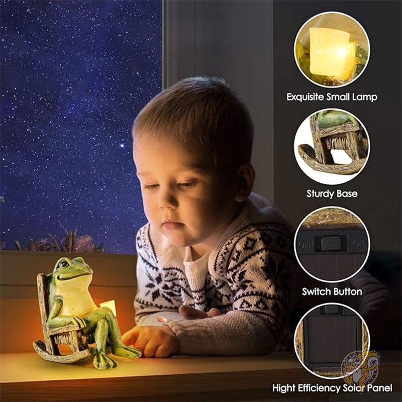 カエル ガーデン ミニチュア スタチュー庭装飾 置物 ホーム イースター ギフト デコレーション フェアリー ガーデン アクセサリー 屋外 ライト ソーラー ガーデン カエルデコレーション 新築祝い ギフト パティオ 庭 芝生 オーナメント 9.9cm × 6cm × 10cm FOXMIS フォックスミス