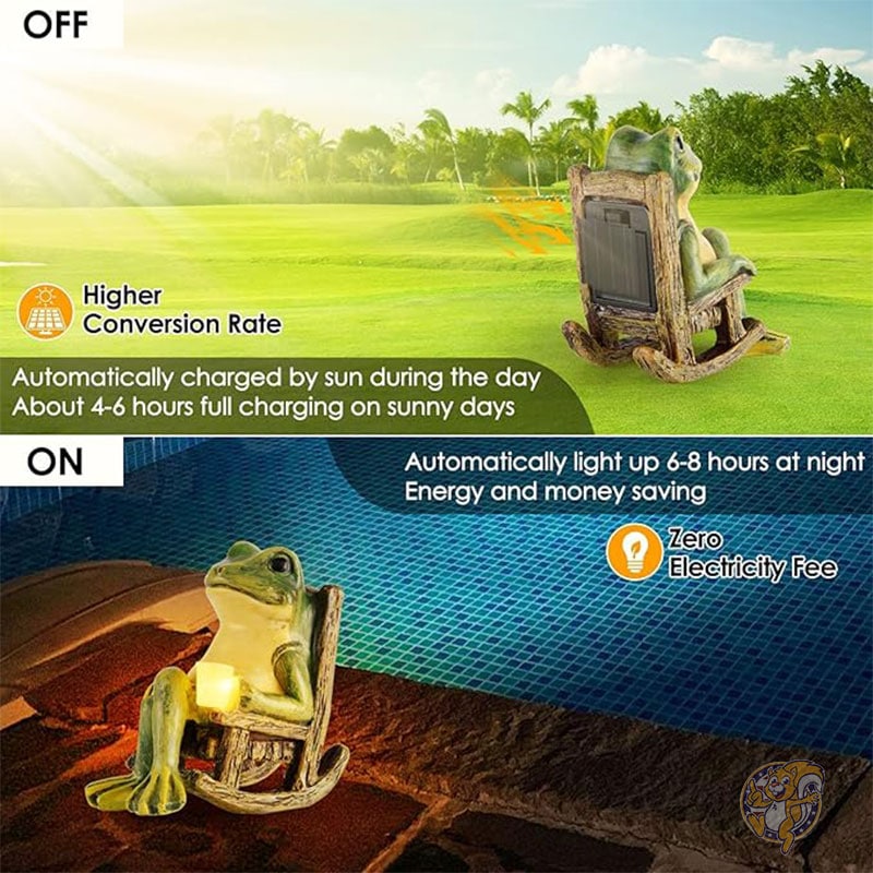 カエル ガーデン ミニチュア スタチュー庭装飾 置物 ホーム イースター ギフト デコレーション フェアリー ガーデン アクセサリー 屋外 ライト ソーラー ガーデン カエルデコレーション 新築祝い ギフト パティオ 庭 芝生 オーナメント 9.9cm × 6cm × 10cm FOXMIS フォックスミス
