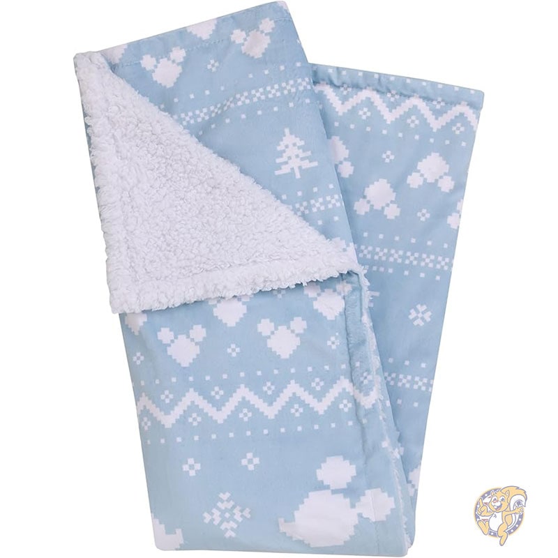 ディズニー Disney ミッキーマウス ベビーブランケット 毛布 ブルー&ホワイト ウィンター クリスマス ホリデー スーパーソフト シェルパ