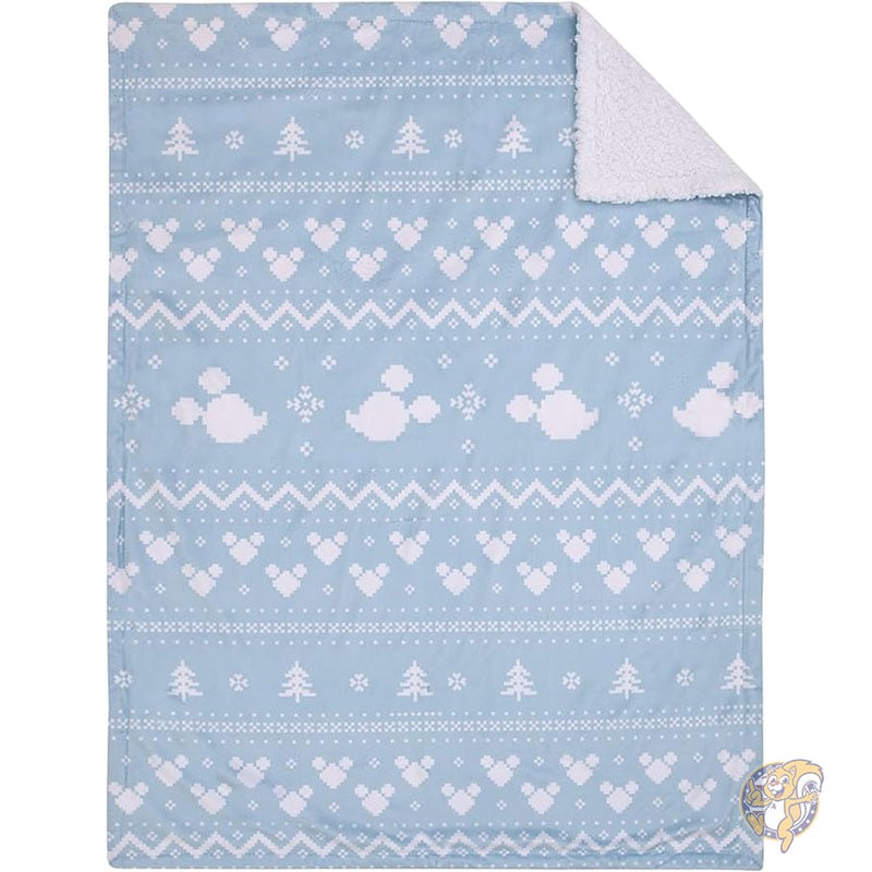 ディズニー Disney ミッキーマウス ベビーブランケット 毛布 ブルー&ホワイト ウィンター クリスマス ホリデー スーパーソフト シェルパ