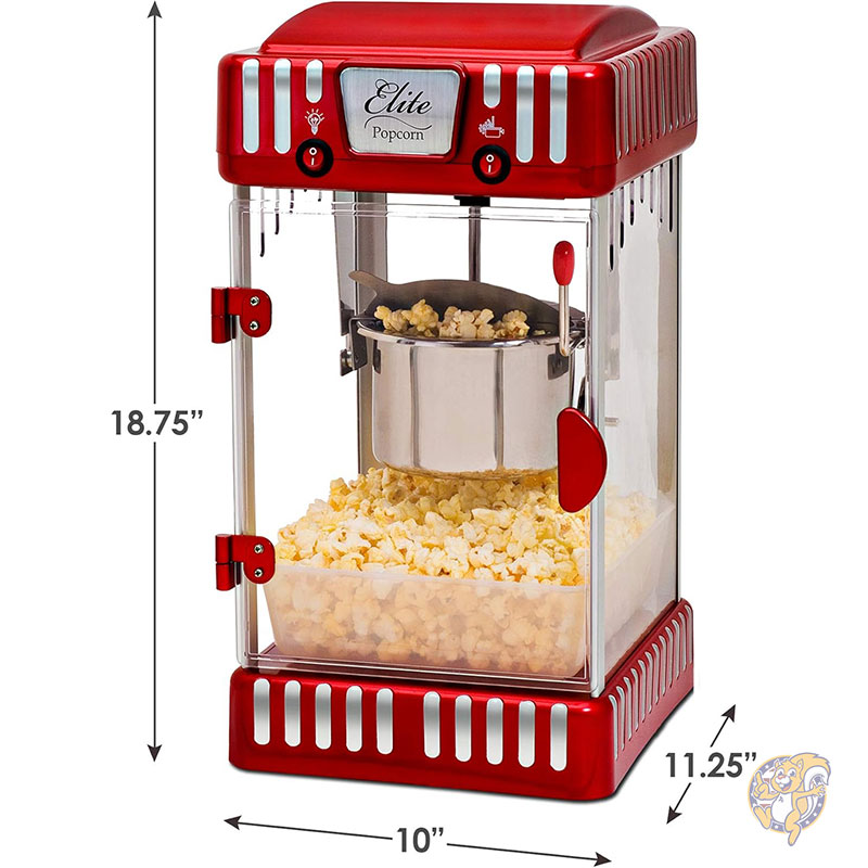 卓上ケトルポップコーンポッパーマシン EPM-250 マキシマティック 2.5 オンス 70g クラシックカーニバル レトロスタイル 映画ホットバターポップコーン エリートグルメ Elite Gourmet