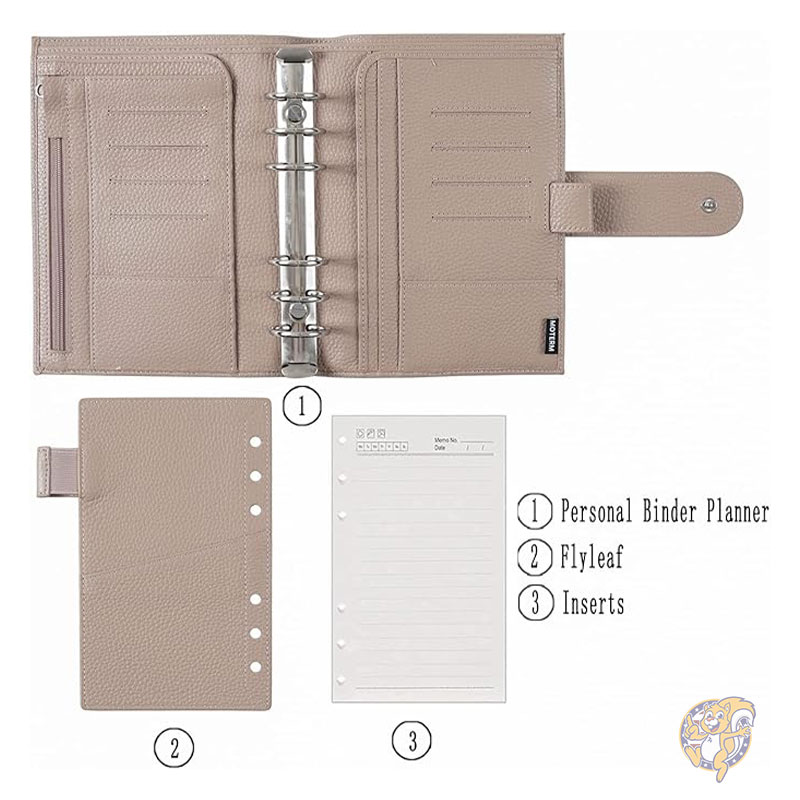 手帳 パーソナル リュクス リング プランナー 本革バインダー オーガナイザー 30mm リング ルーズリーフ式手帳 Moterm モターム