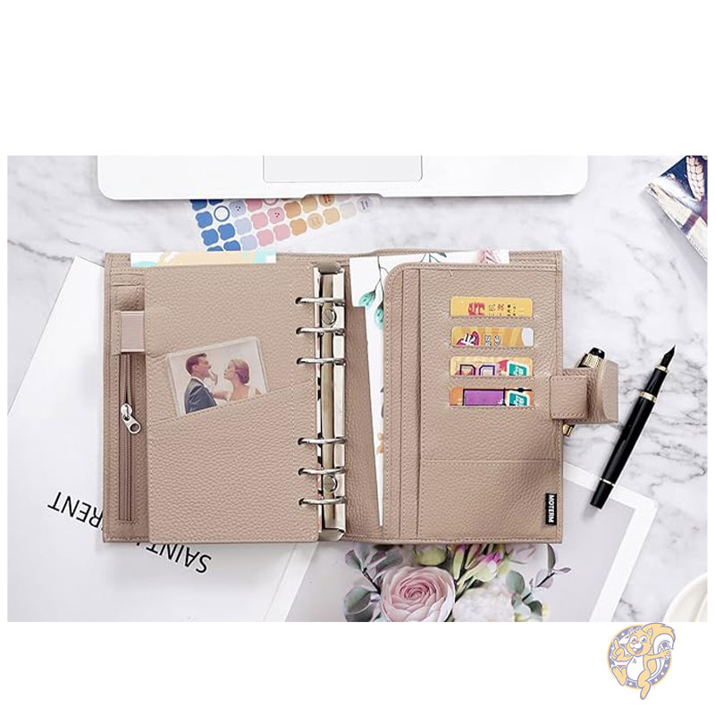 手帳 パーソナル リュクス リング プランナー 本革バインダー オーガナイザー 30mm リング ルーズリーフ式手帳 Moterm モターム