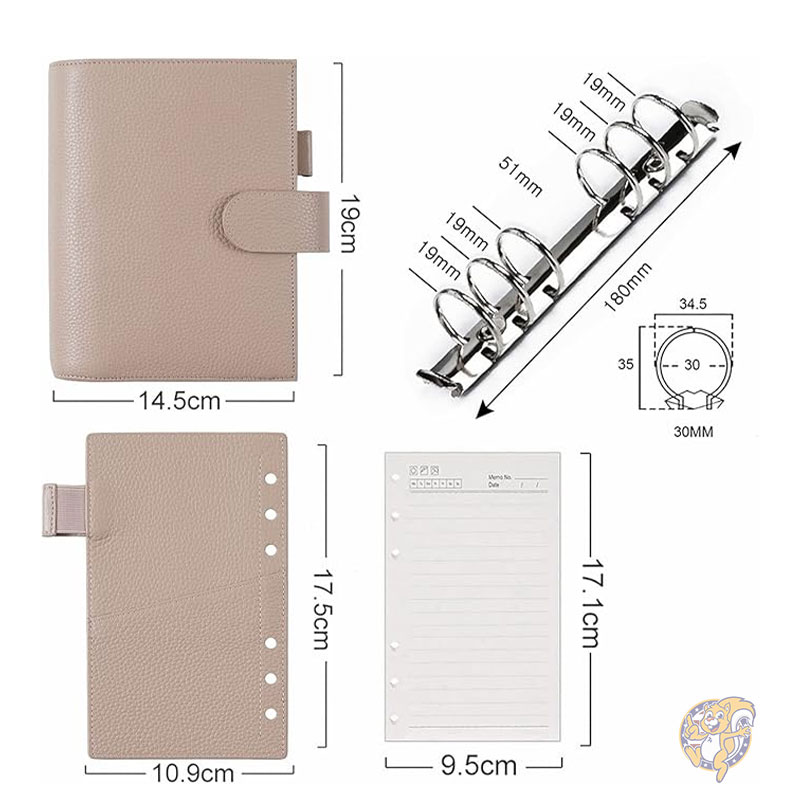手帳 パーソナル リュクス リング プランナー 本革バインダー オーガナイザー 30mm リング ルーズリーフ式手帳 Moterm モターム