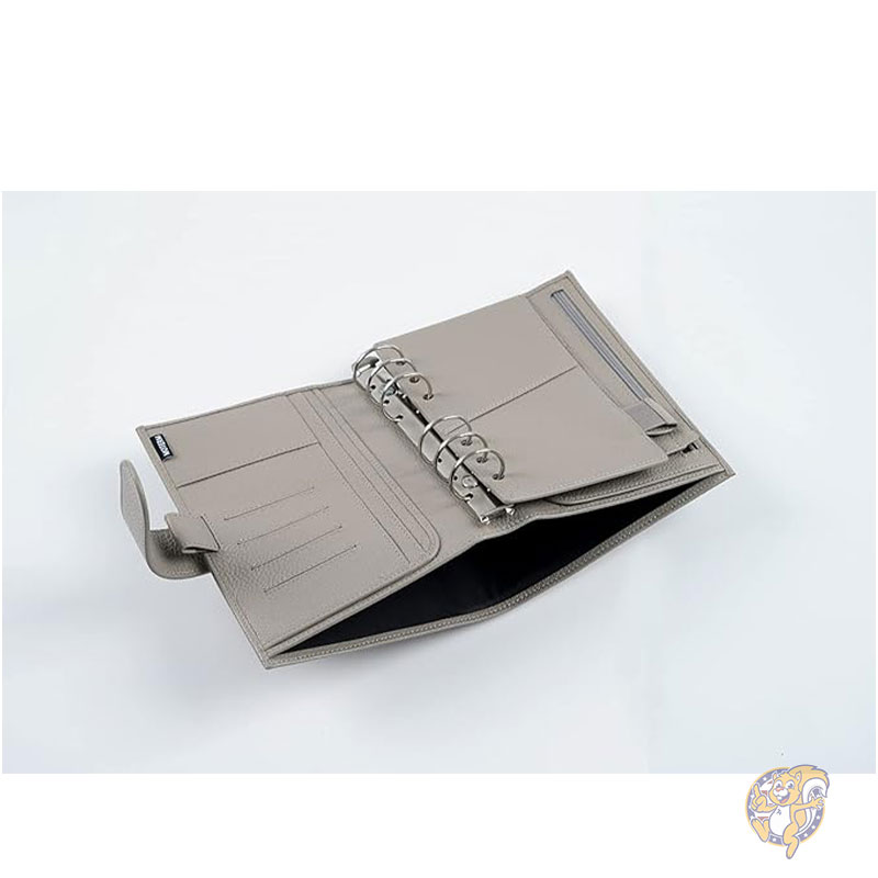 手帳 パーソナル リュクス リング プランナー 本革バインダー オーガナイザー 30mm リング ペブル グレー ルーズリーフ式手帳 Moterm モターム