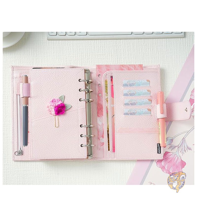 手帳 パーソナル リュクス リング プランナー 本革バインダー オーガナイザー 30mm リング ペブルド クォーツ ルーズリーフ式手帳 Moterm モターム