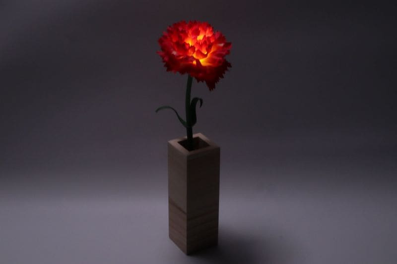 新シングルアレンジメント　カーネーション（赤）1本セット(花瓶：木製)