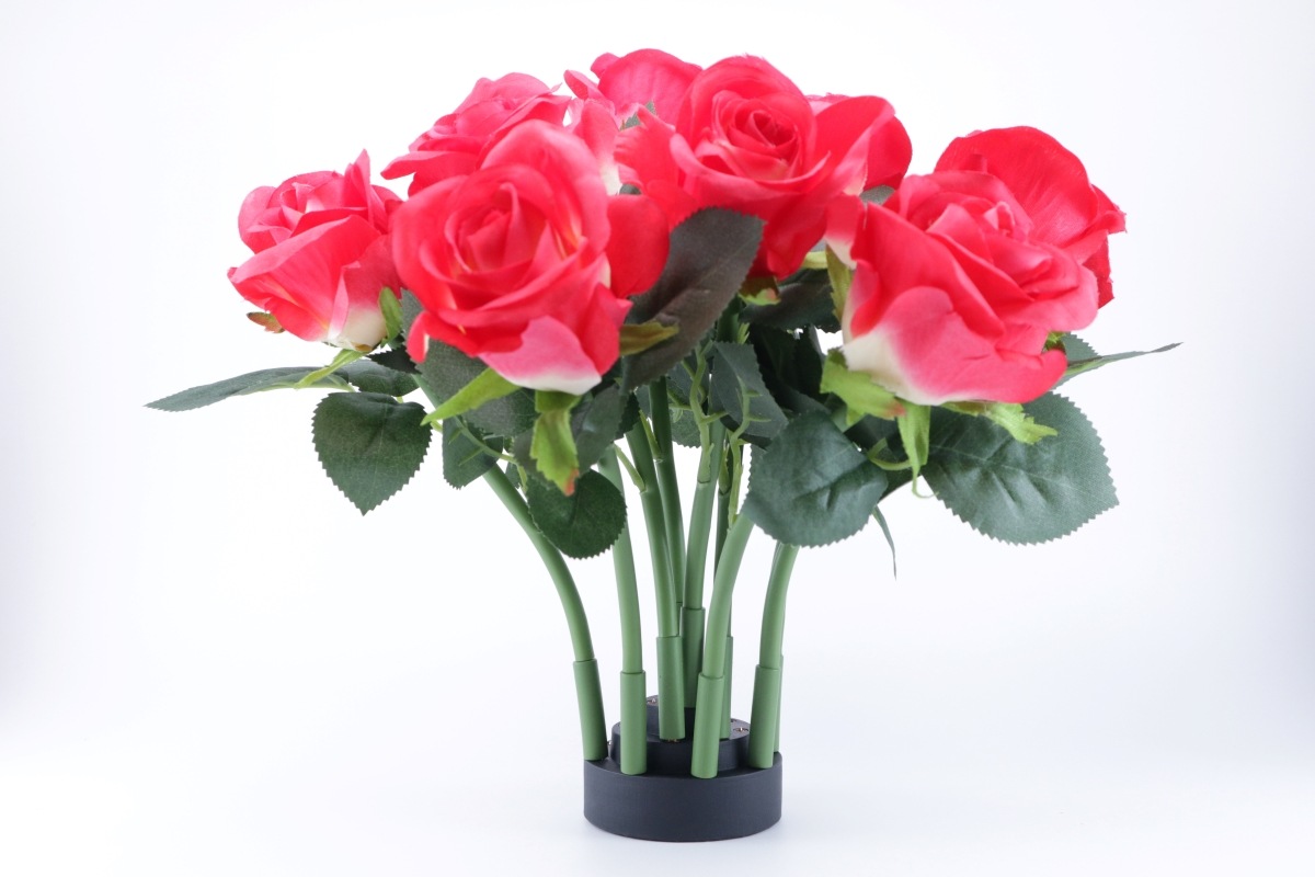 イルミネーションフラワー　ブーケアレンジメント　バラ（赤）9本セット　　木製花瓶付　　　　　　