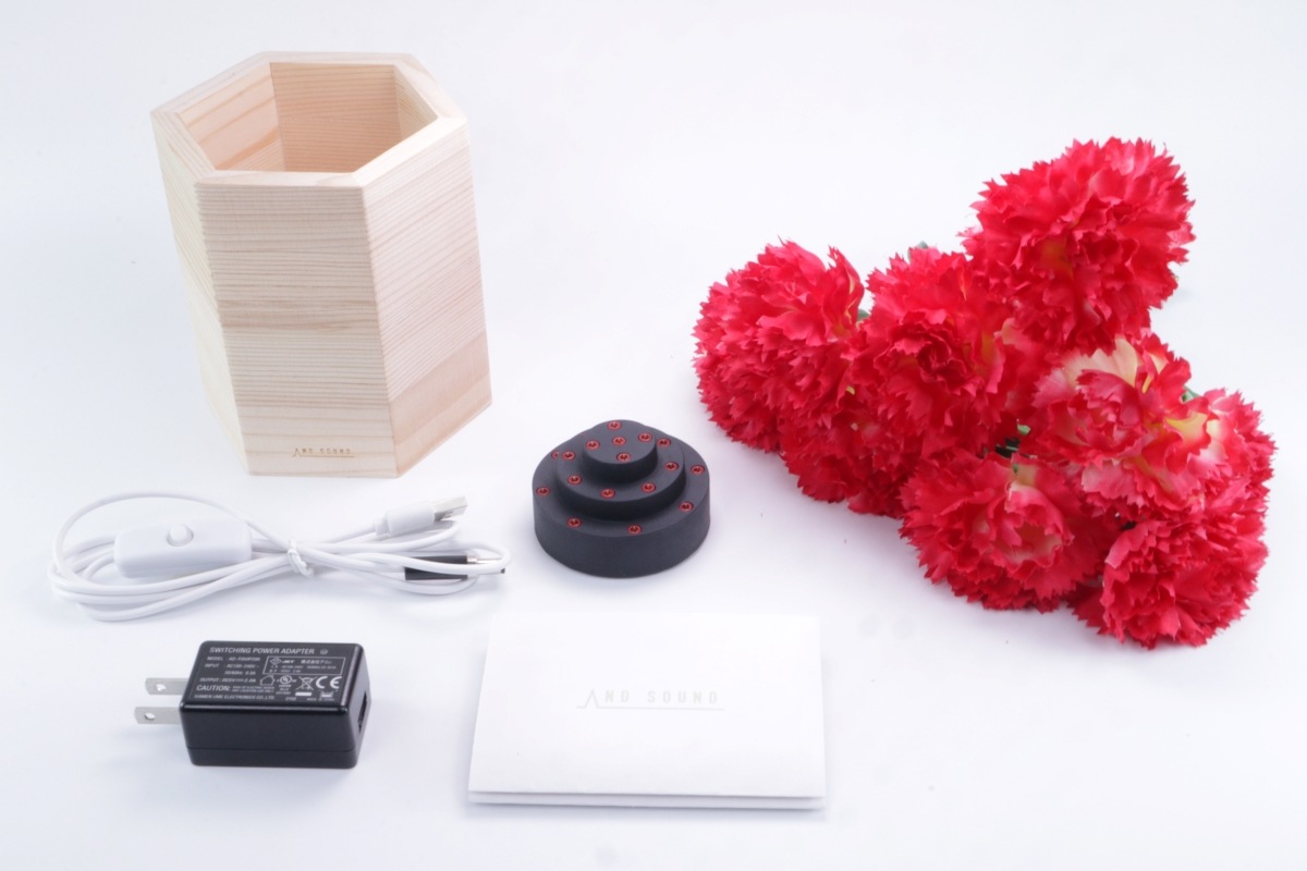 イルミネーションフラワー　ブーケアレンジメント　カーネーション（赤）9本セット　木製花瓶付