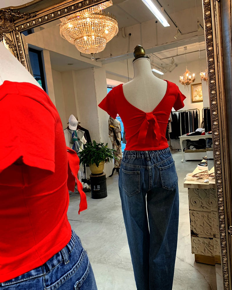 BackリボンShortカットソー