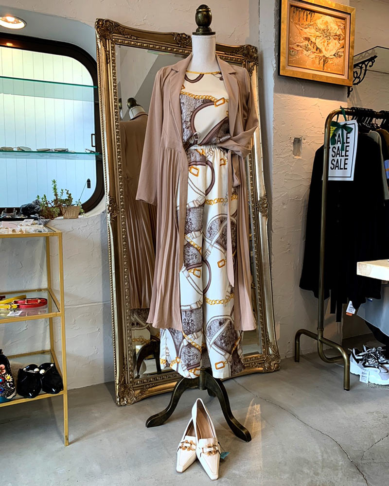 Jacket カラープリーツ ワンピース