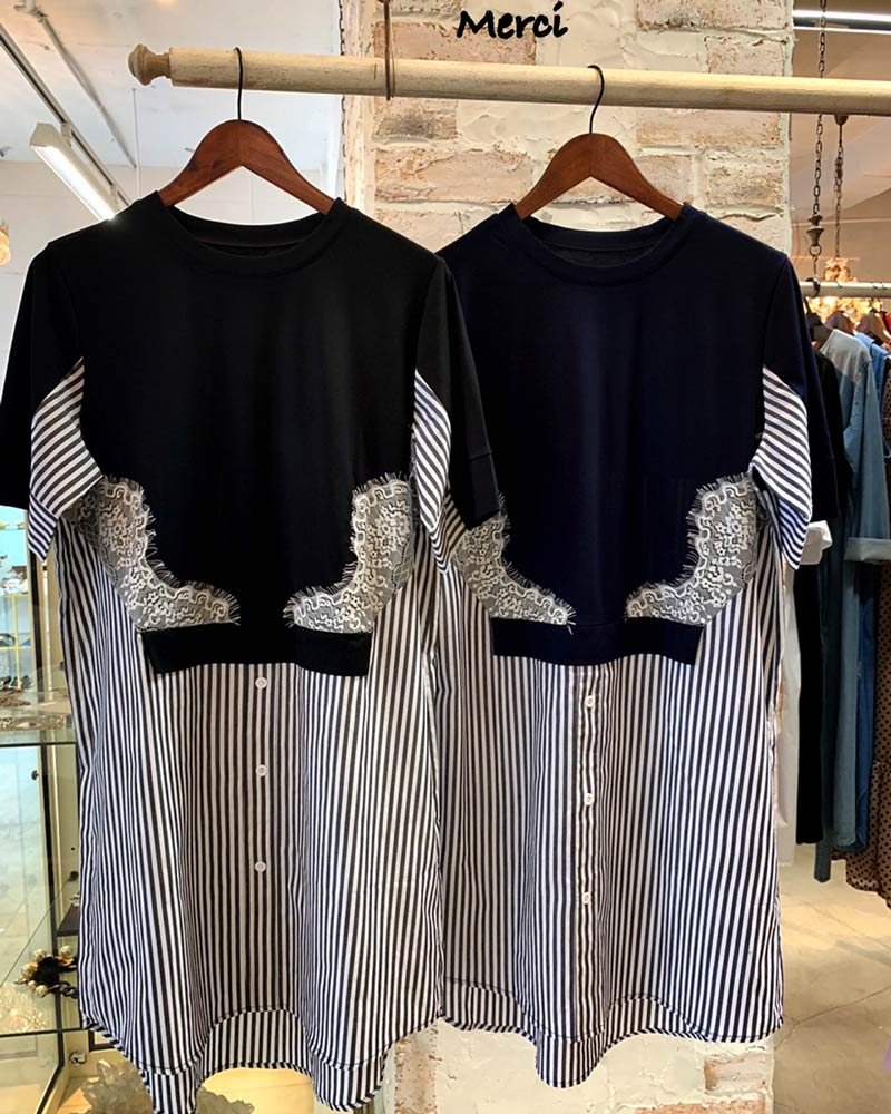 Hewストライプシャツ ロングT