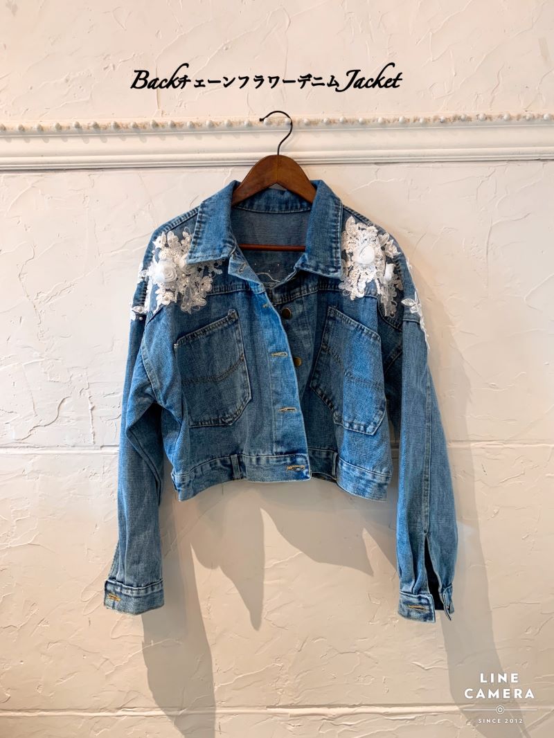 BackチェーンフラワーデニムJacket