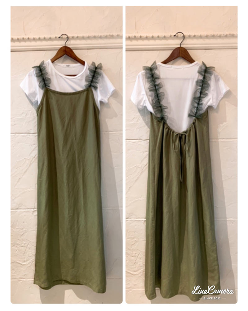 TシャツSet チュールストラップ サロペスカート