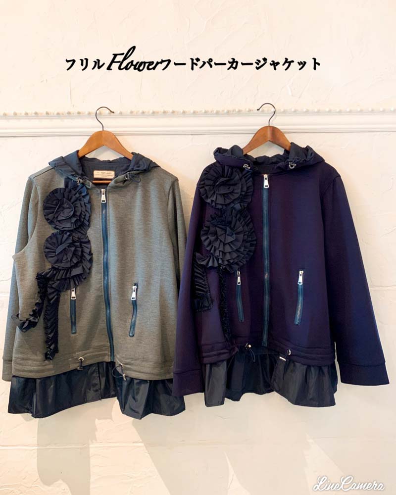 フリルFlowerフードパーカージャケット