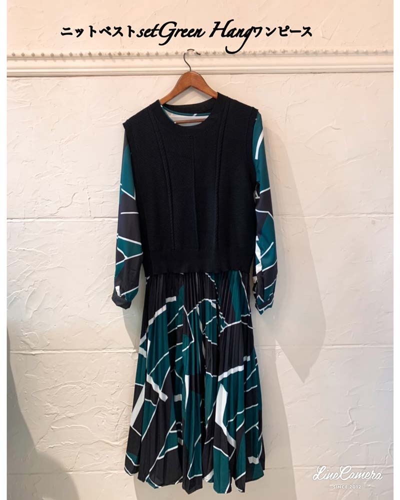 ニットベストSet GreenHang ワンピース