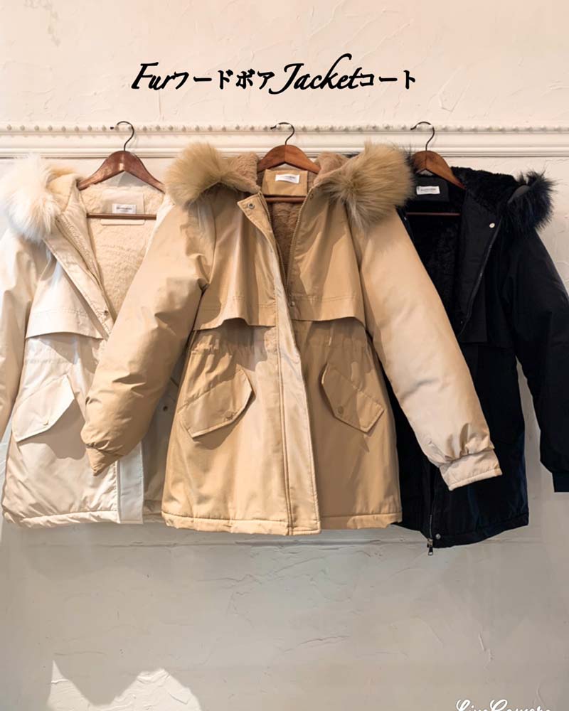 FurフードボアJacketコート