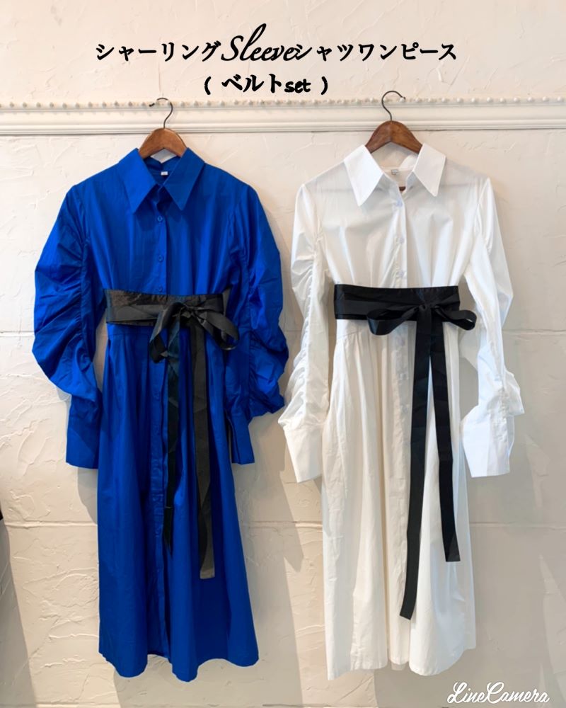 シャーリングSleeveシャツワンピース（ﾍﾞﾙﾄSet）