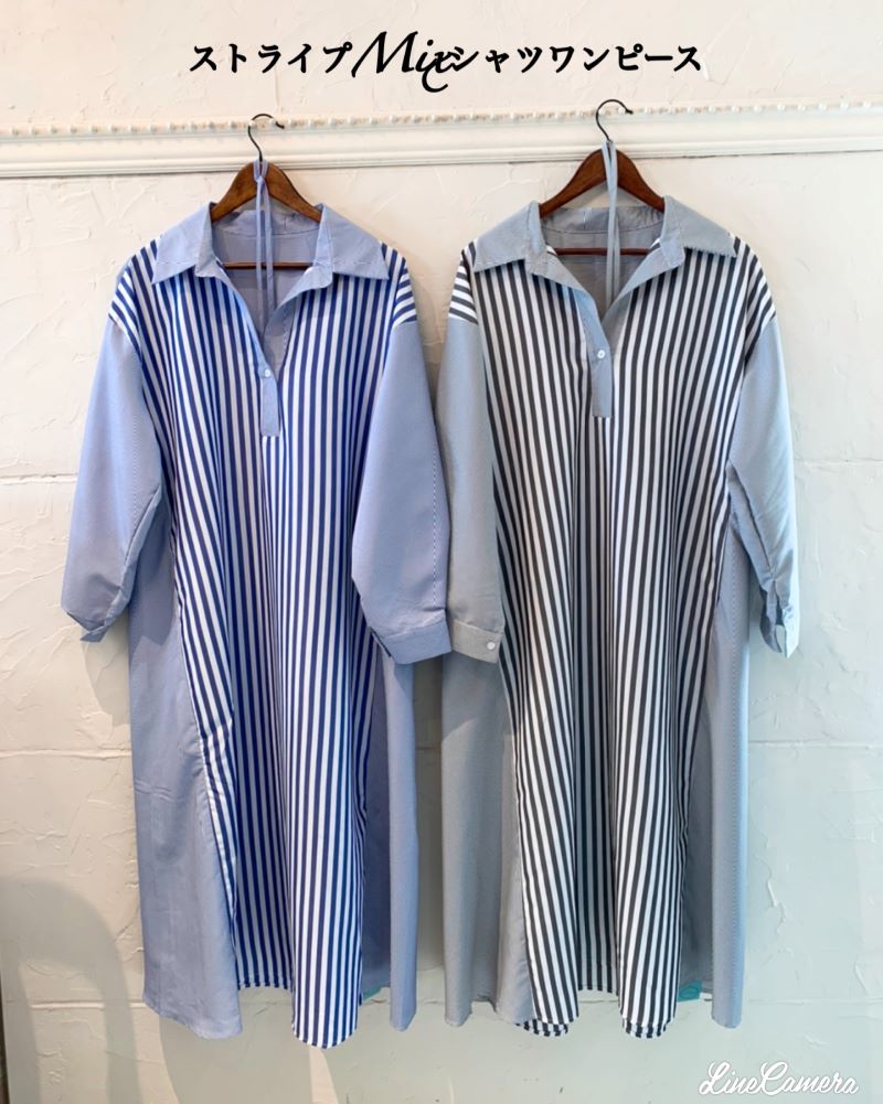 ストライプMixシャツワンピース | DRESS/ONEPIECE | Merci 直営通販サイト 