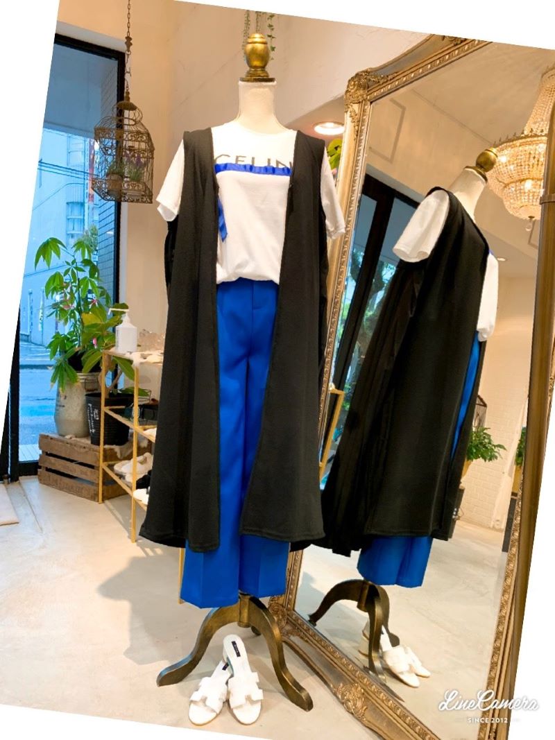 Backプリーツロングジレ