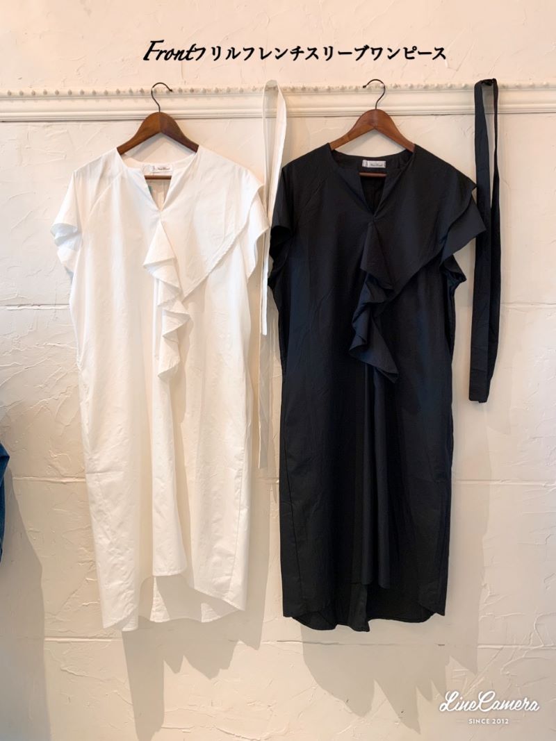 Frontフリルフレンチスリーブワンピース