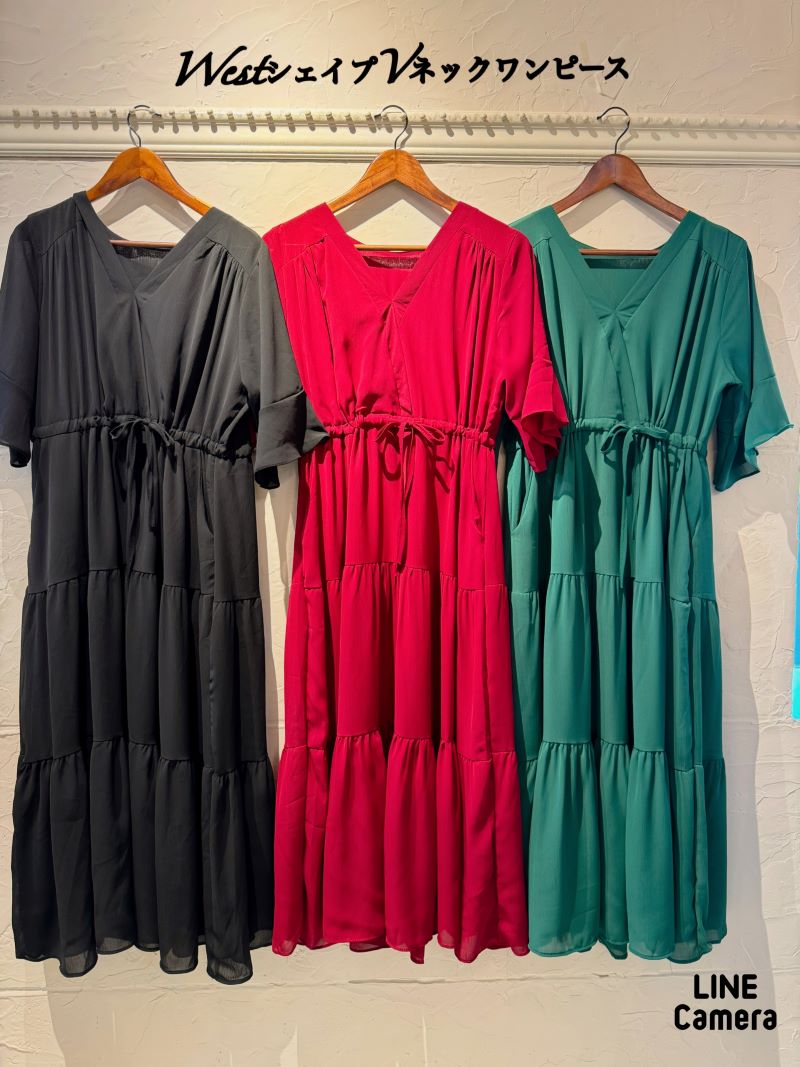 WestシェイプVネックワンピース