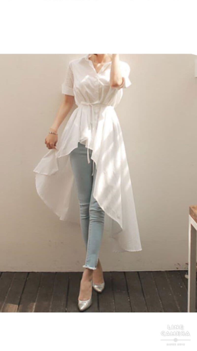 Back Longデザインコットンシャツ