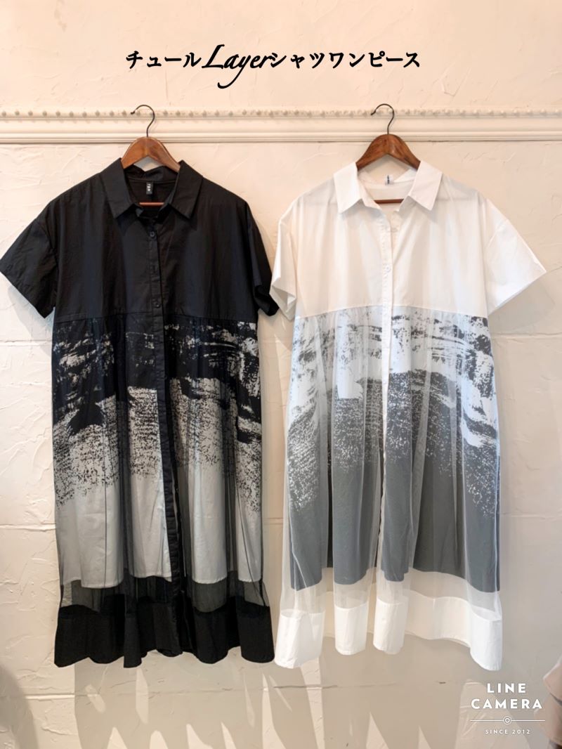 チュールLayerシャツワンピース