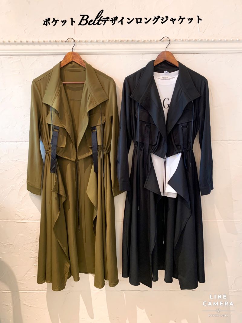 ポケットBeltデザインロングジャケット