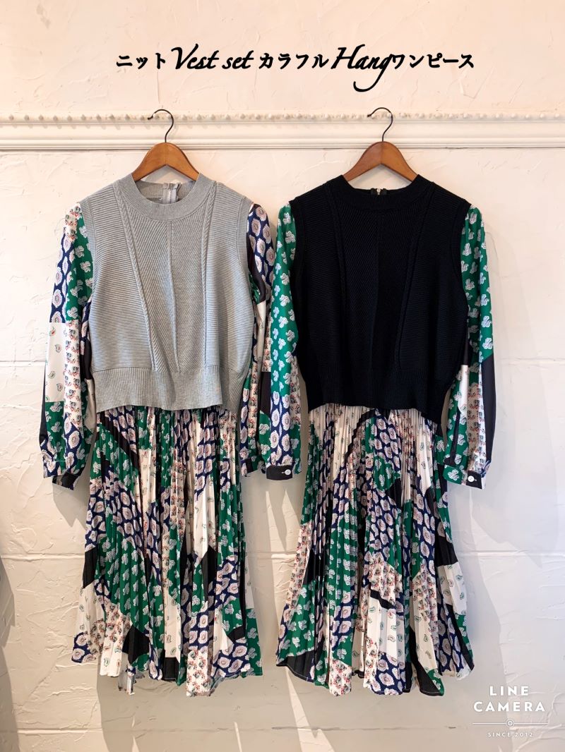 ニットVest setカラフルHangワンピース