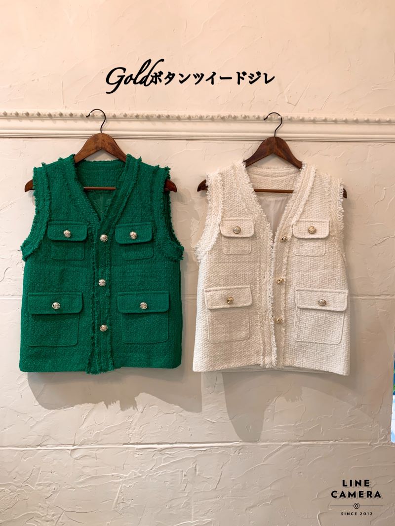 Goldボタンツイードジレ