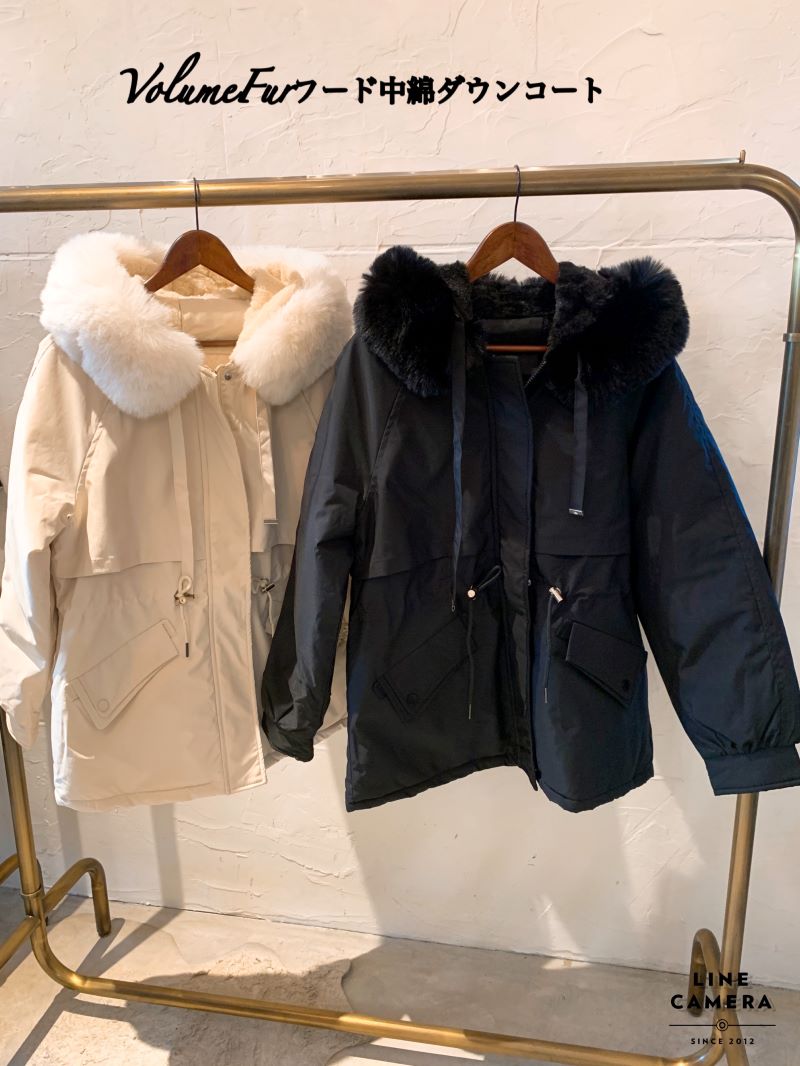 VolumeFurフード中綿ダウンコート