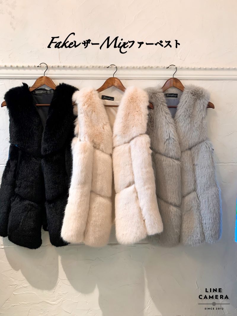 FakeレザーMixファーベスト