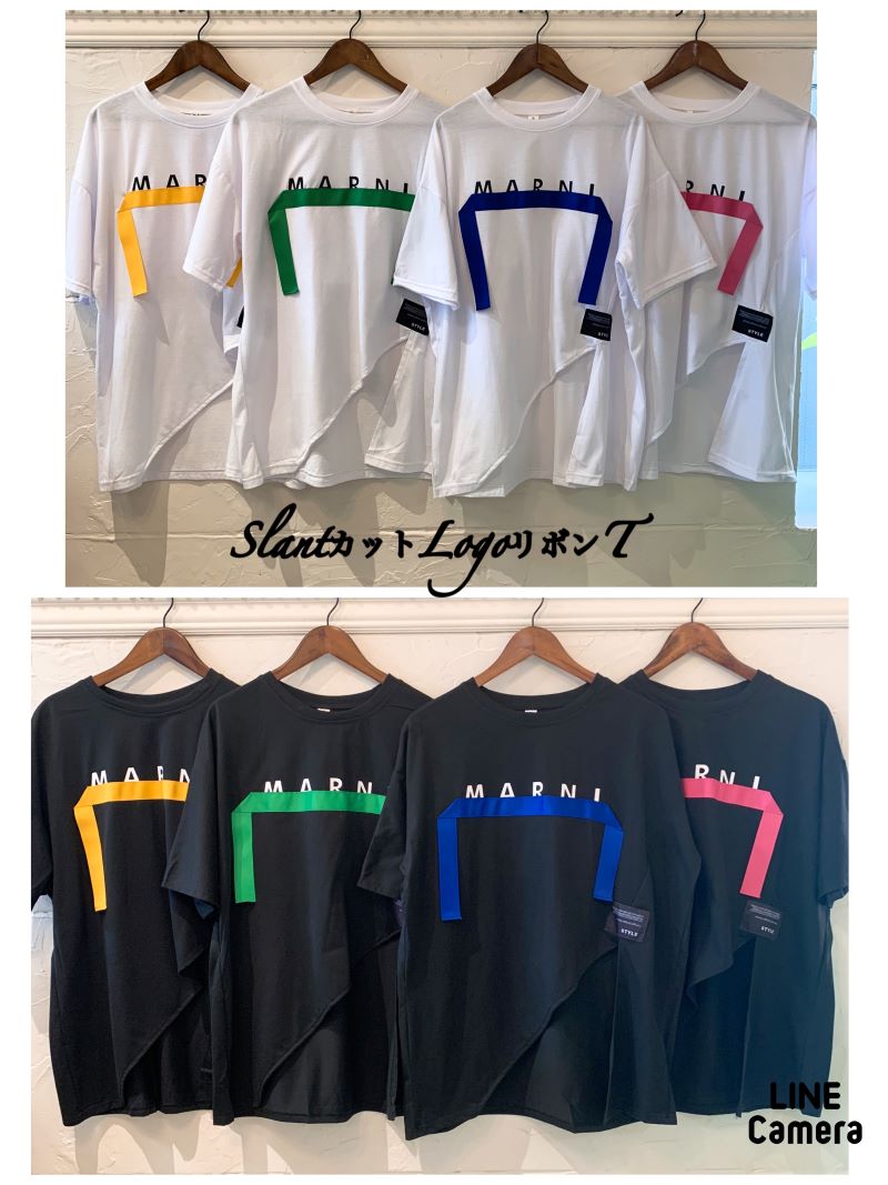 SlantカットLogoリボンT
