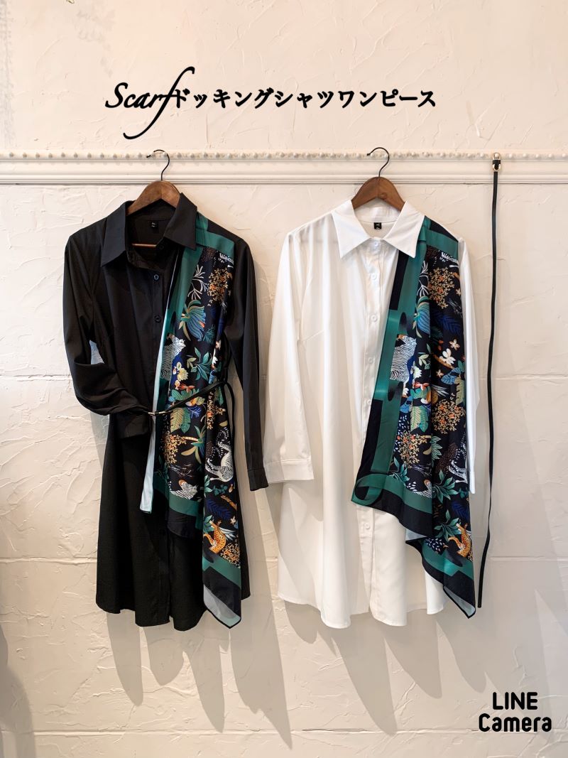 Scarfドッキングシャツワンピース（ベルトSet）