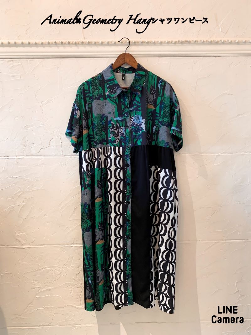 Animal×GeometryHangシャツワンピース