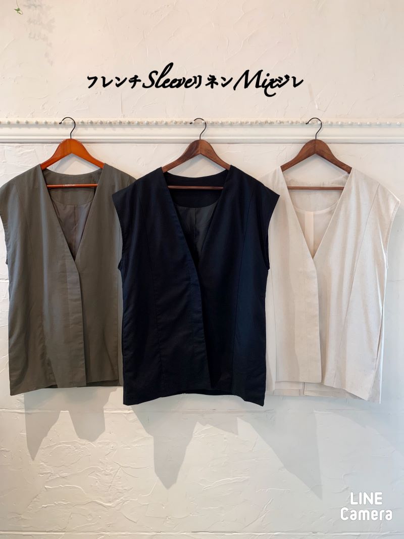 フレンチSleeveリネンMixジレ