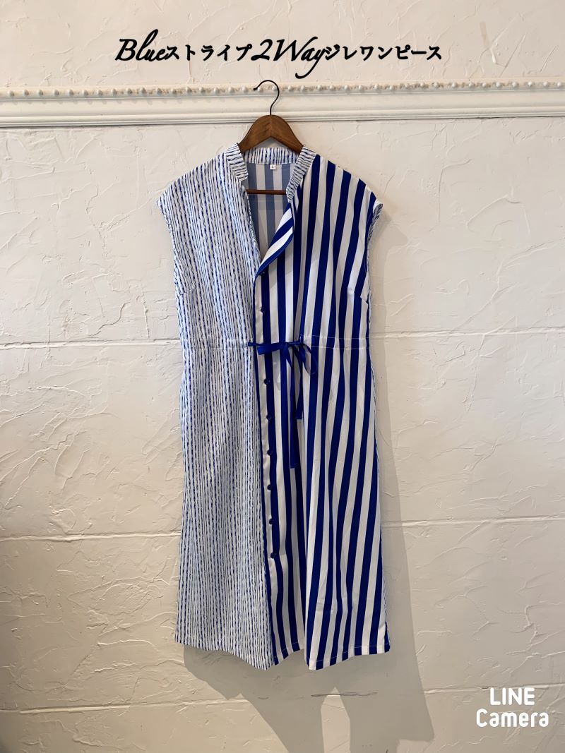 Blueストライプ2Wayジレワンピース
