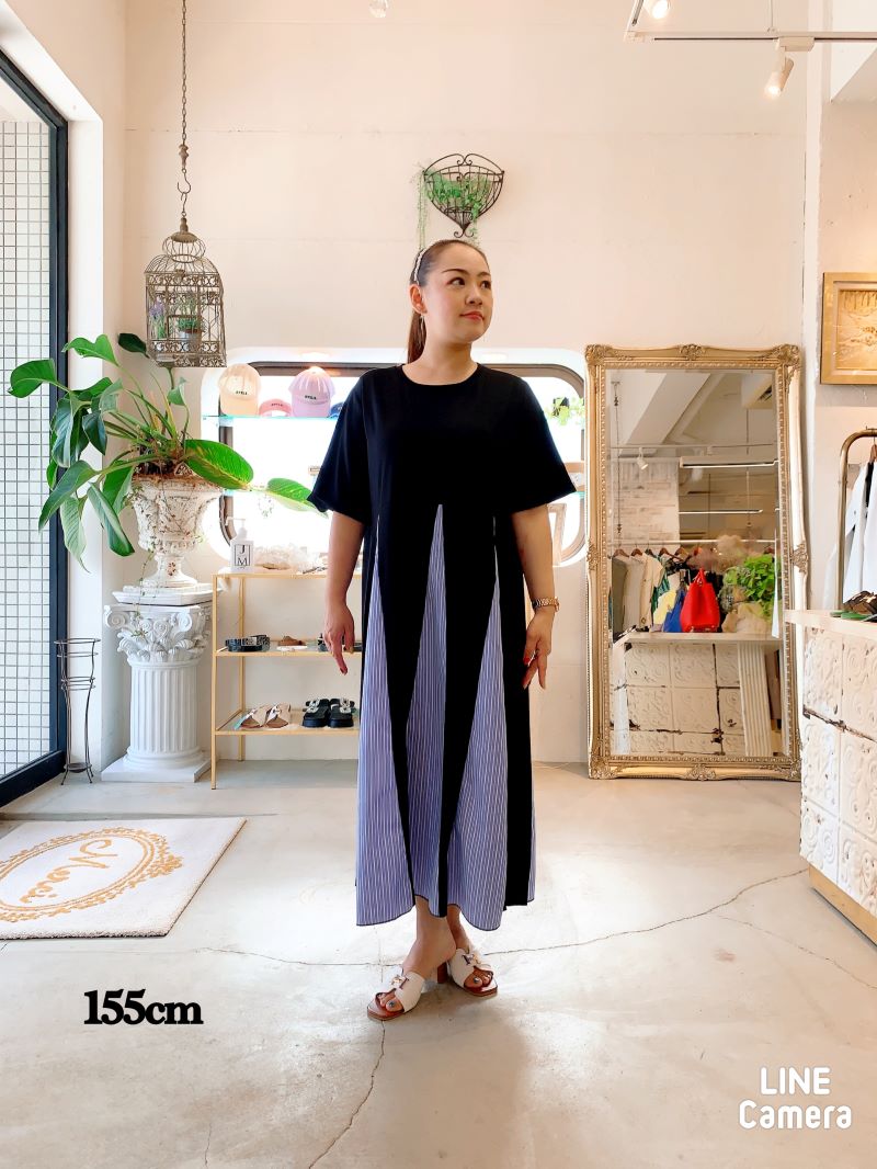 BlueストライプMixワンピース