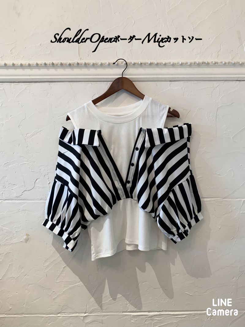 ShoulderOpenボーダーMixカットソー