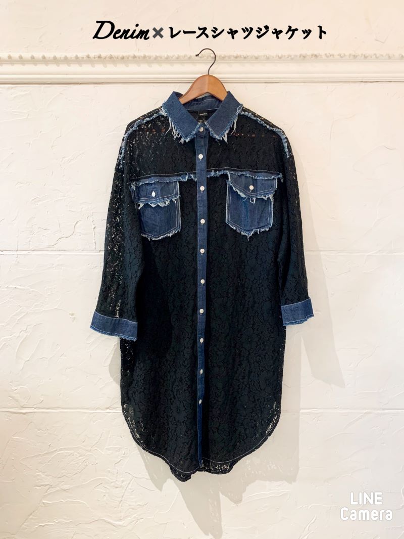 Denim×レースシャツジャケット