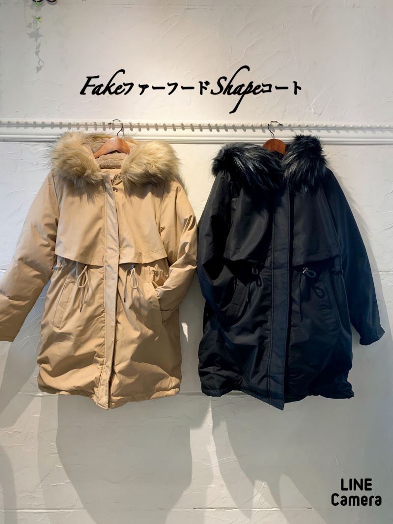FakeファーフードShapeコート