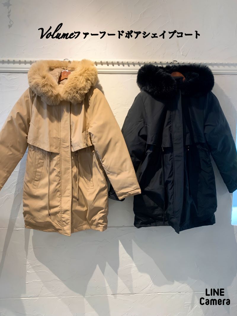 Volumeファーフードボアシェイプコート