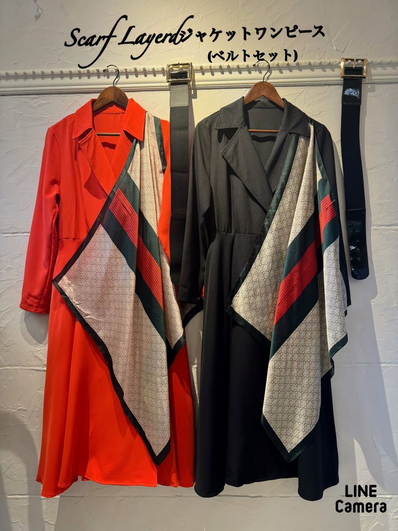 ScarfLayerdジャケットワンピース
