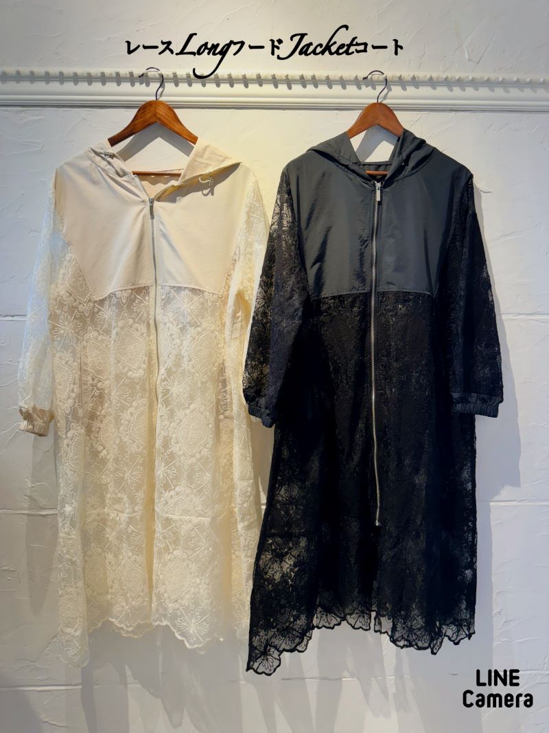 レースLongフードJacketコート
