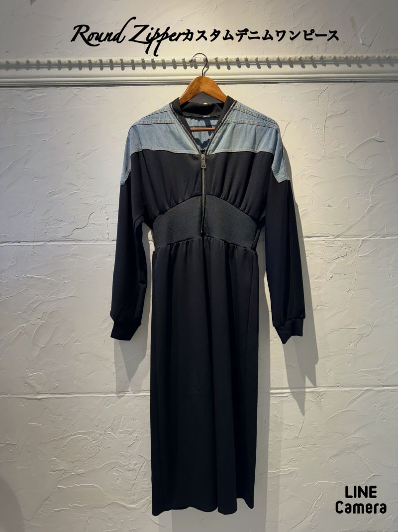 RoundZipperカスタムデニムワンピース