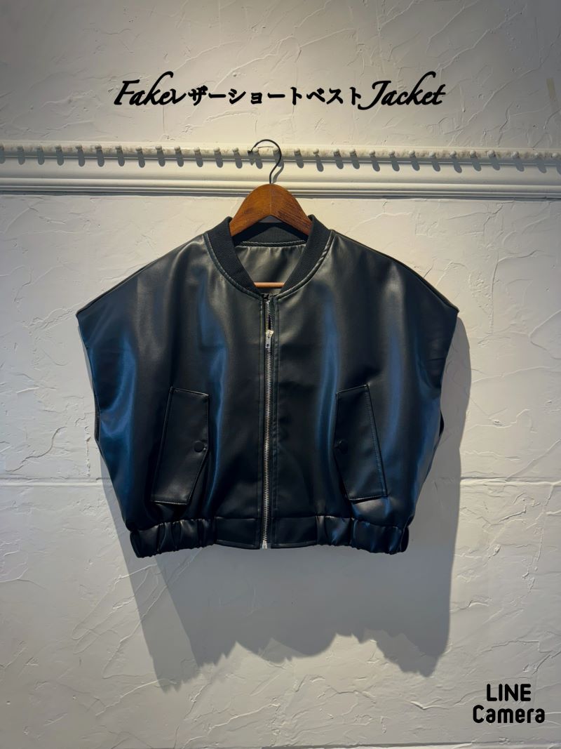 FakeレザーショートベストJacket