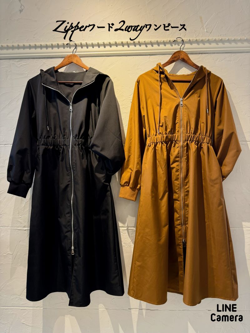 Zipperフード2Wayワンピース