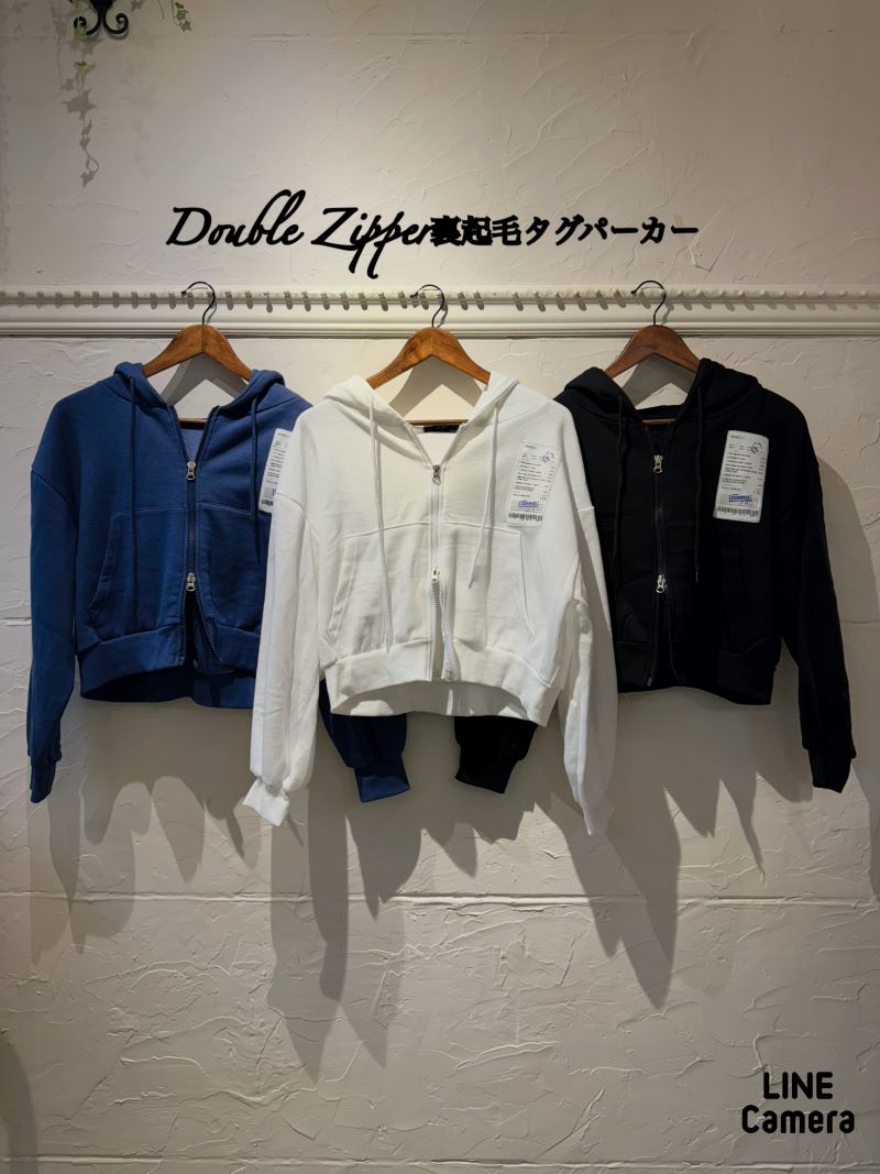 DoubleZip裏起毛タグパーカー