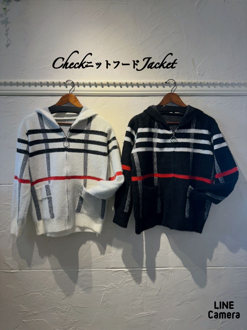 CheckニットフードJackeet
